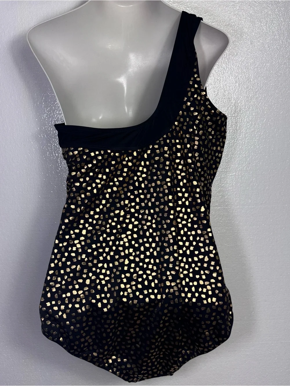 Swimsuits For All One-Shoulder One Piece Swimsuit Black Gold Metallic Sz 26 NWT
